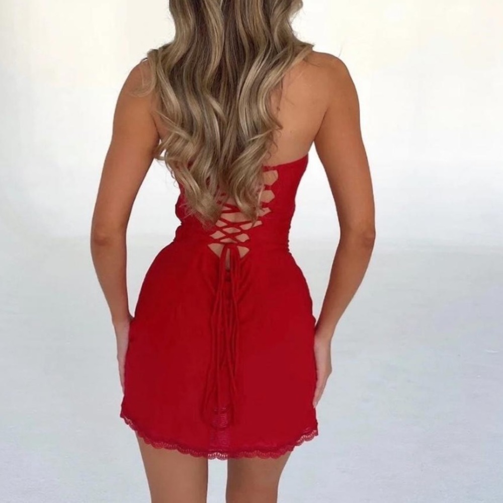 Red Mini Dress - Picture 3 of 8